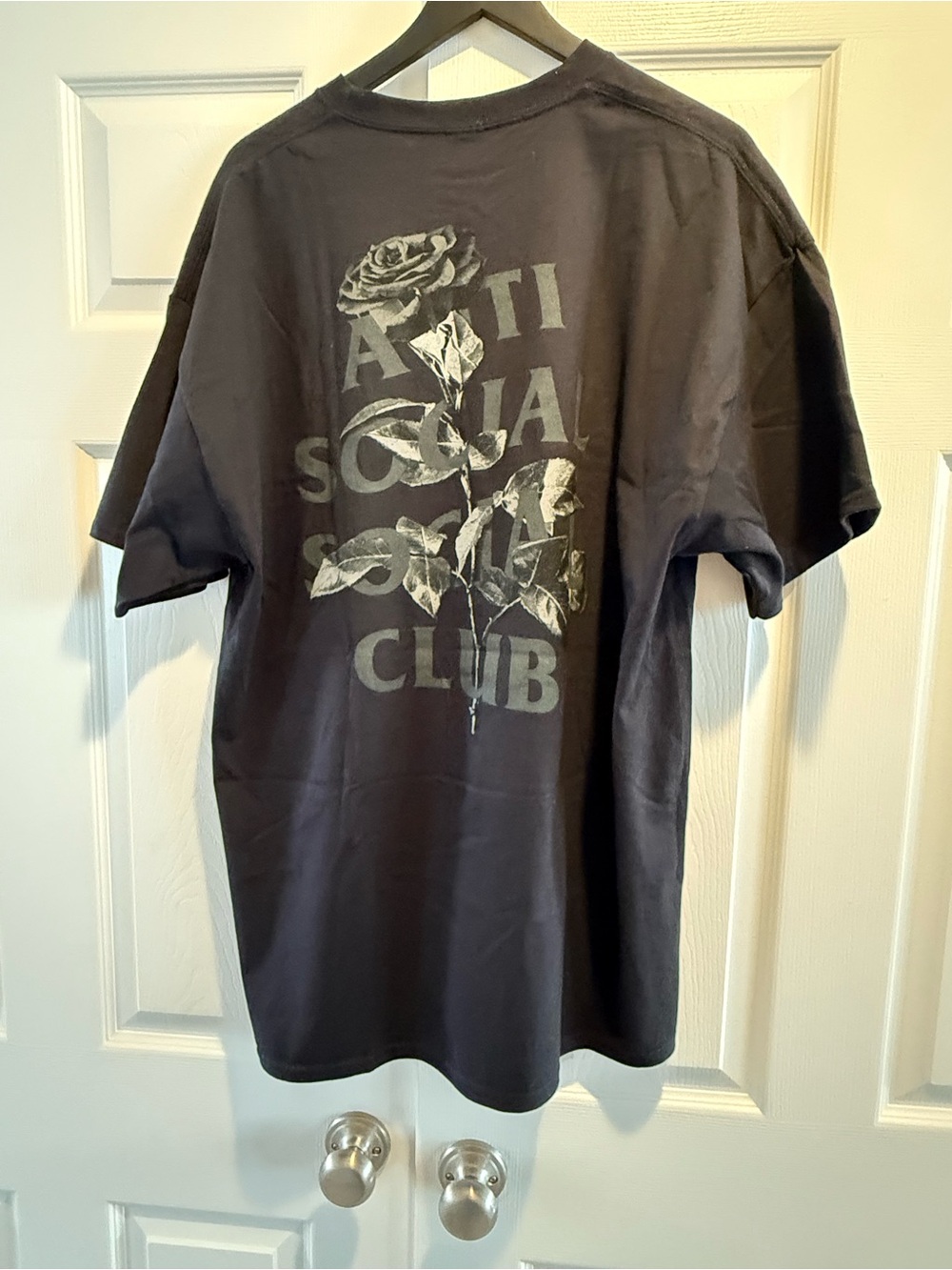 Anti Social Social Club Black Tee with Grey Rose Back Print